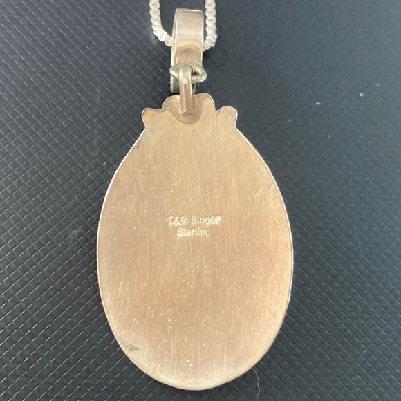 Native American Sterling Silver and Turquoise Pendant Necklace - Picture 4 of 6